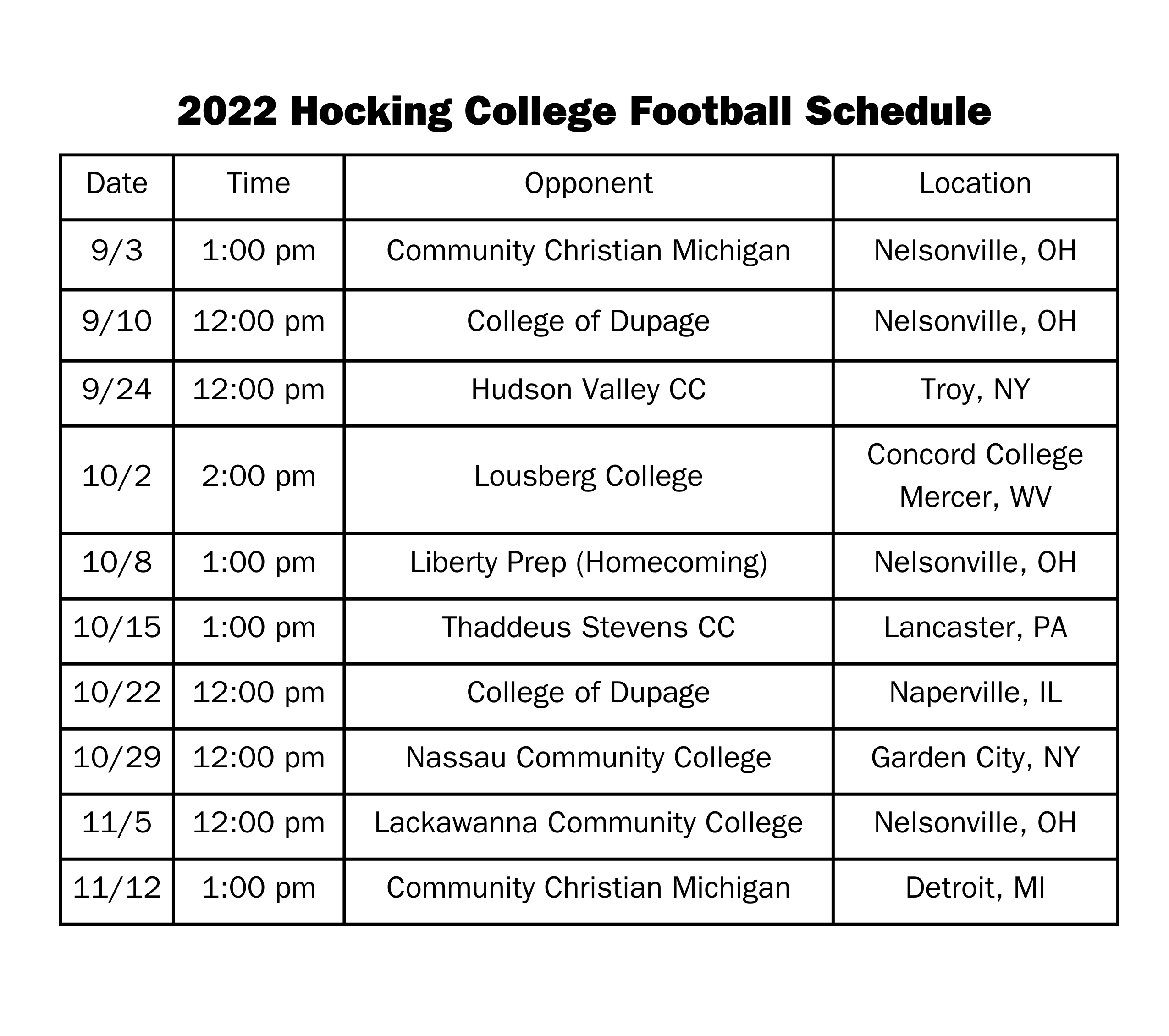 2022 Football Schedule